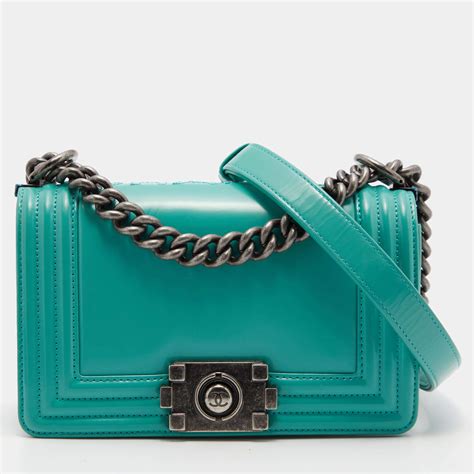 chanel patent green boy bag|chanel boys bag size.